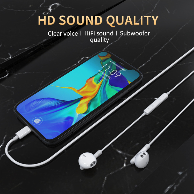 Quality type-c wired headphone for iphone 15 bass boosted In-ear gaming  wired usb c earphone with mic for Samsung Google