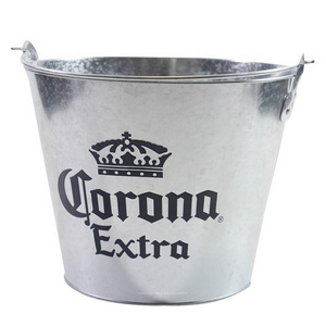 Metal Galvanized Iron Ice Bucket Beer Champagne Wine Cooler Ice Tin Bucket for Bar Using with bottle opener