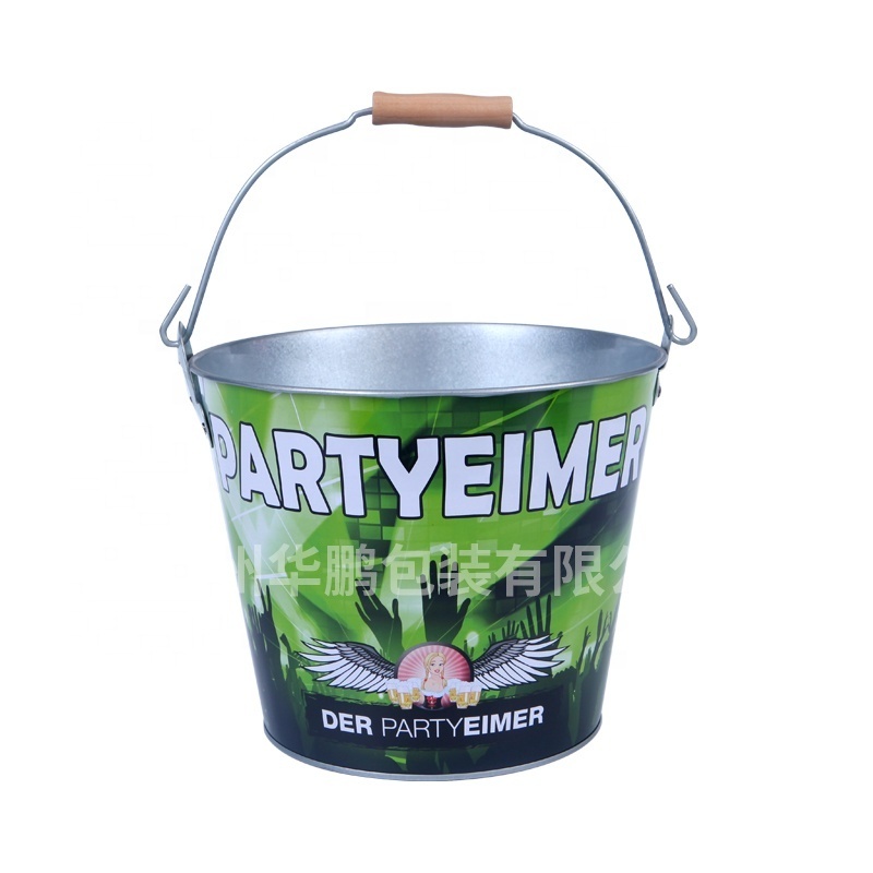 Metal Galvanized Iron Ice Bucket Beer Champagne Wine Cooler Ice Tin Bucket for Bar Using with bottle opener