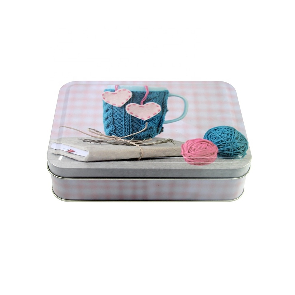 Customized Design Rectangular Metal Tin Sewing Box, Metal Sewing Kit Storage Personalized Tin Box