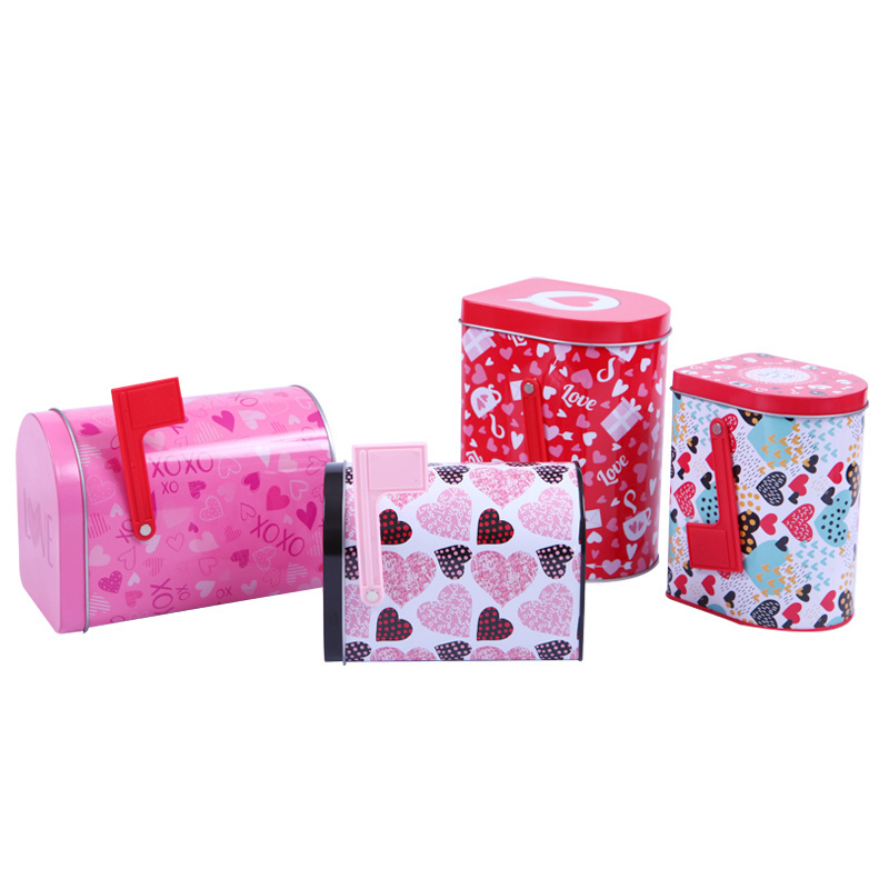 2024 New Metal Tin Box Emboss Wedding Mailbox-Shaped Candy Box Tin Mail Mailbox Shaped Gift Box