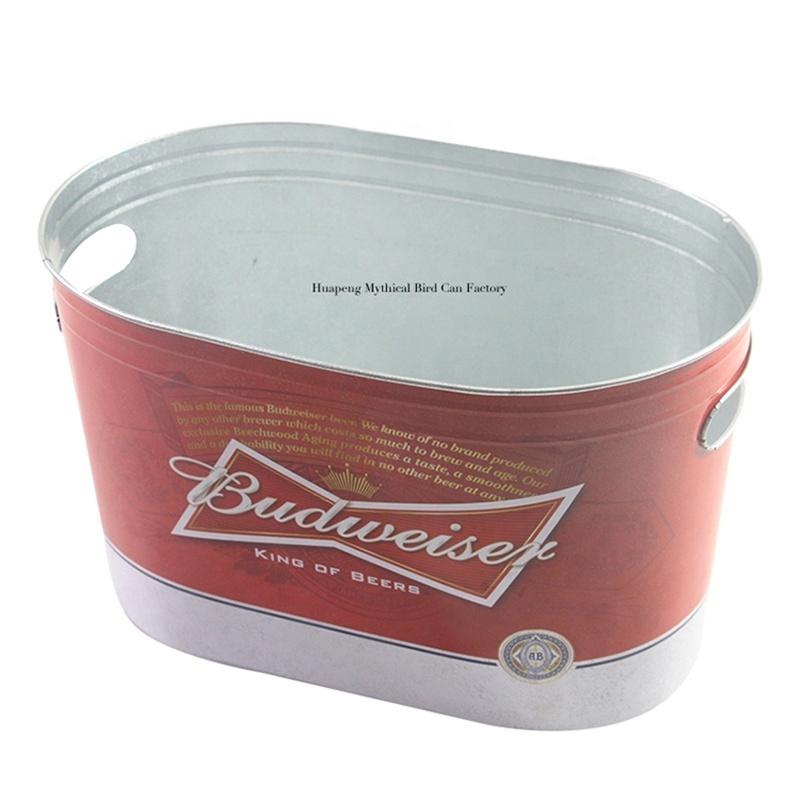 Oval Boat Shaped Budweiser 10 Quart Galvanized Metal Bar Champagne & Beer Ice Bucket Custom Logo Club wine cocktail ice bucket