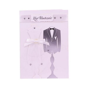 Winpsheng custom printing romantic couple fancy handmade ribbon wedding invitation card