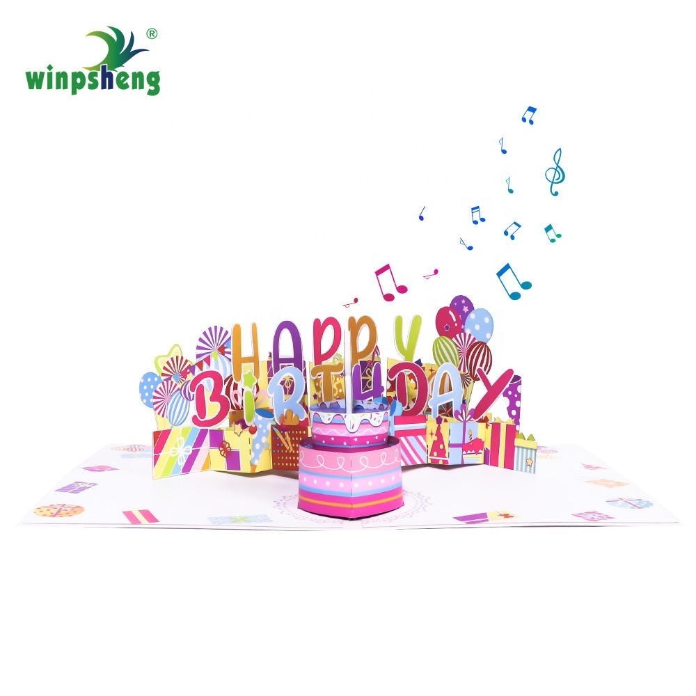 Winpsheng Factory Custom 3D Pop-Up Happy Birthday Card Greeting Card with Paper Envelopes happy birthday pop-up card