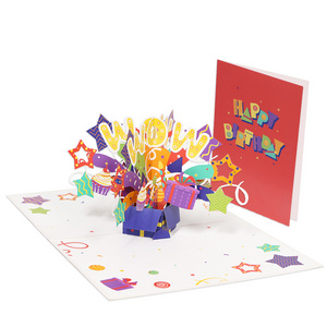 Custom Funny Pop Up Surprise Gift Box Happy Birthday 3d Invitation Greeting Card