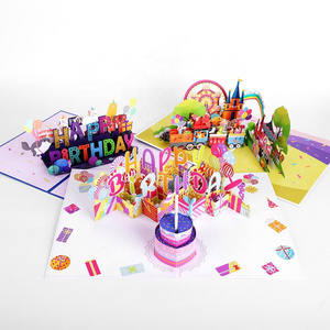 Winpsheng Factory Custom 3D Pop-Up Happy Birthday Card Greeting Card with Paper Envelopes happy birthday pop-up card