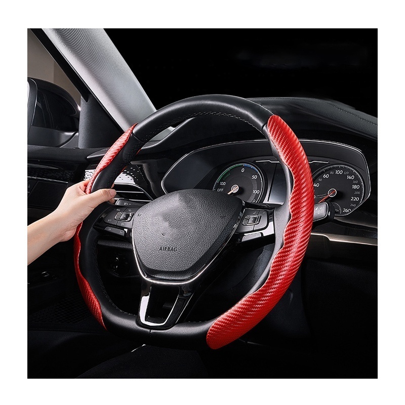 Wholesale carbon fiber suede microfiber leather car steering wheel airbag cover for women men