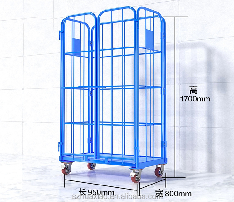 Warehouse Plate Roll Cage Trolley Turnover Movable Logistic 4 Wheel Transport Cargo Trolley