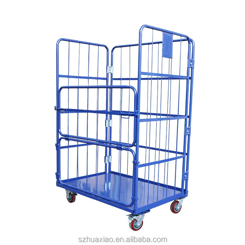 Warehouse Plate Roll Cage Trolley Turnover Movable Logistic 4 Wheel Transport Cargo Trolley