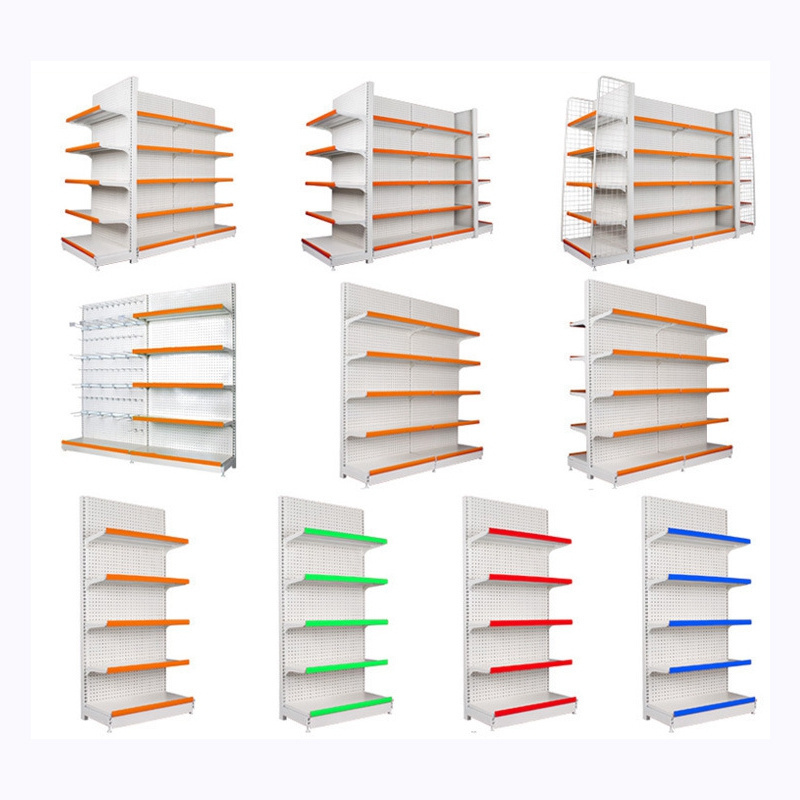 Standard Supermarket Commercial Gondola Shelving Metal Display Shelves for Retail Stores