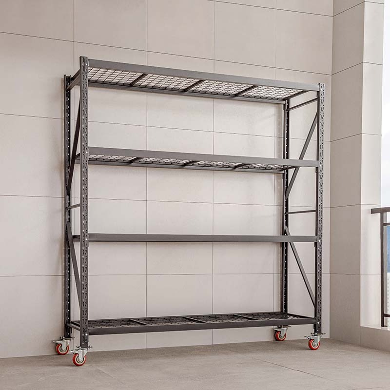 Factory Commercial Chrome 4 Shelf Metal Storage Wire Mesh Shelving Rack with Wheels