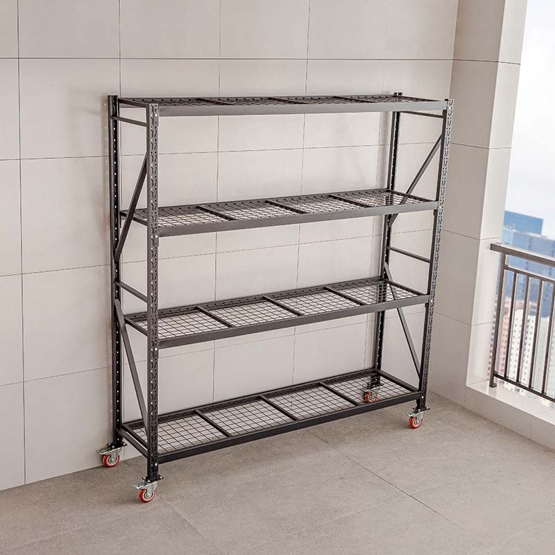 Factory Commercial Chrome 4 Shelf Metal Storage Wire Mesh Shelving Rack with Wheels