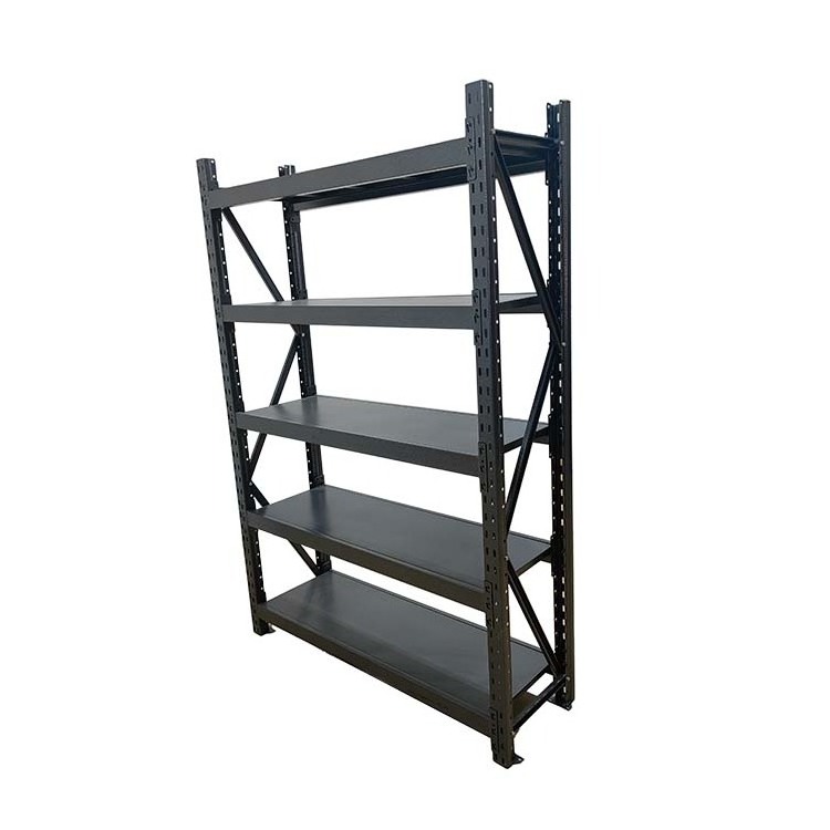 200kg 4-Tier Stacking Units Black Steel Warehouse Heavy Duty Metal Storage Rack Shelf For Garage