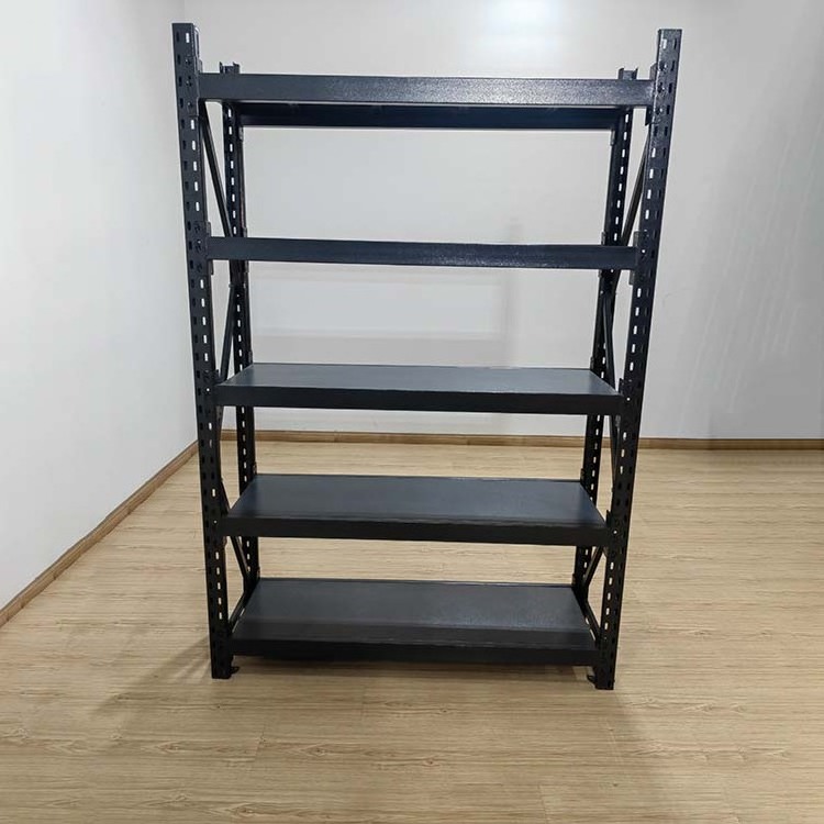 Black 500kg Capacity 4-Tier Garage Industrial Shelves Heavy Duty Metal Stacking Rack Steel Storage Warehouse Shelf