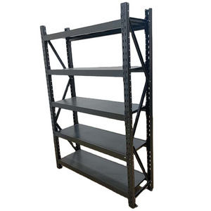 Black 500kg Capacity 4-Tier Garage Industrial Shelves Heavy Duty Metal Stacking Rack Steel Storage Warehouse Shelf