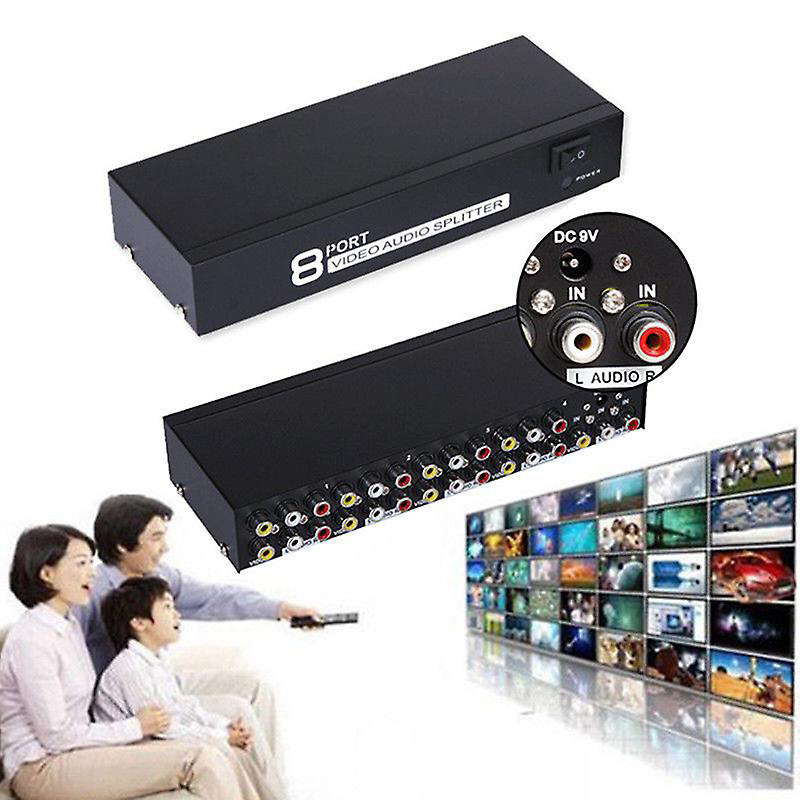 AV Switch RCA Switch 8 Inputs 1 Output Audio Video Selector for 8 Media Players DVDs TV Boxes Share 1 TV