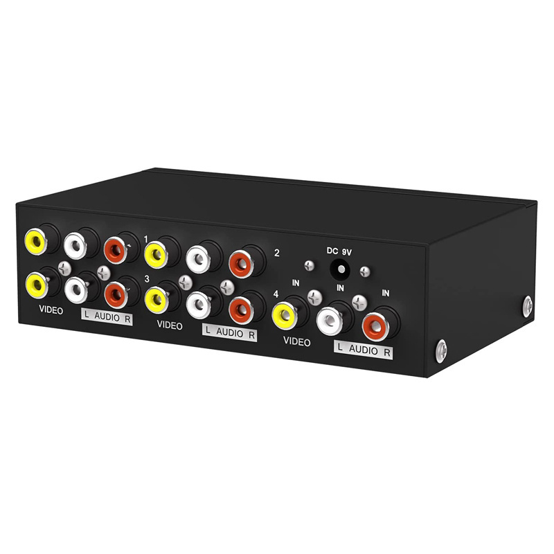 1 in x 4 Out Composite RCA S-Video, Audio Distribution Amplifier Amp Splitter Matrix Distributor