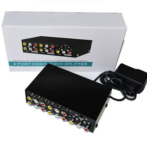 1 in x 4 Out Composite RCA S-Video, Audio Distribution Amplifier Amp Splitter Matrix Distributor