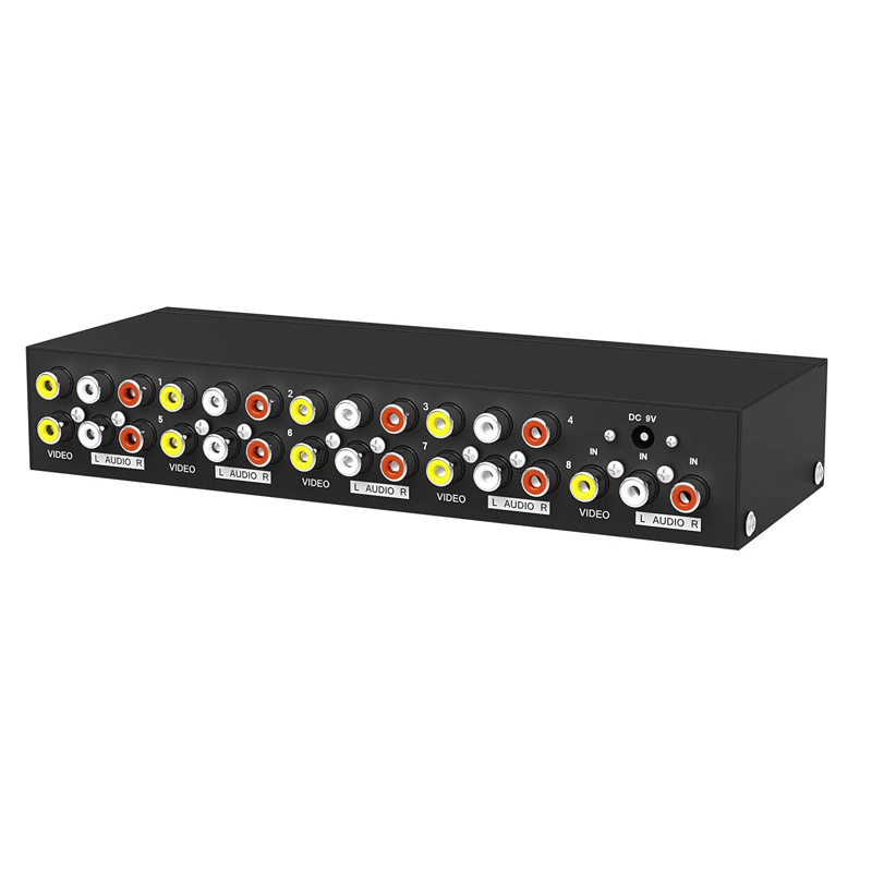 AV Manual 8 port AV switch 8 in 1 out RCA switcher audio and video switch Selector for XBOX DVD PS2 PS3 to TV