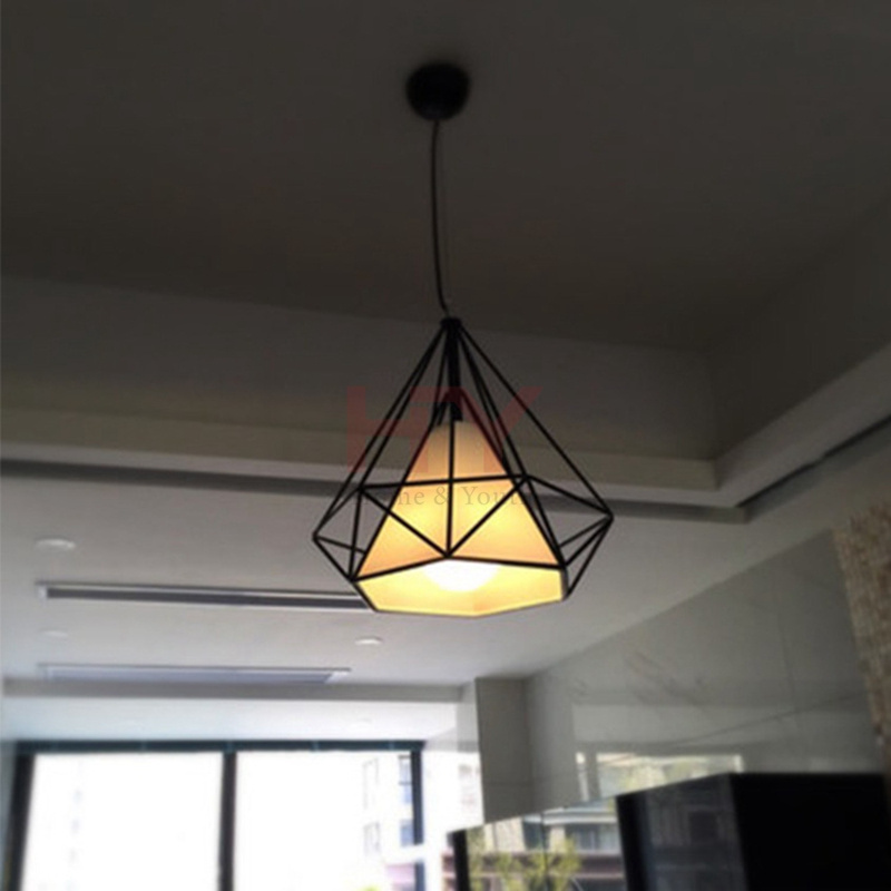 Iron Black Geometric Lampshade Cage Ceiling Pendant Edison Light Fitting Fixture