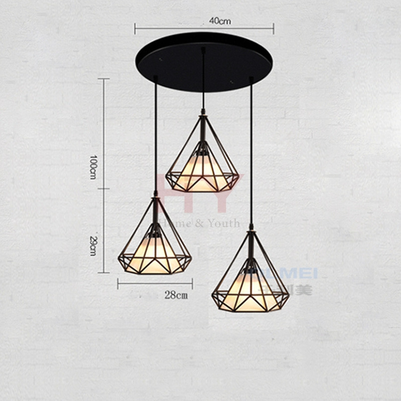 Iron Black Geometric Lampshade Cage Ceiling Pendant Edison Light Fitting Fixture