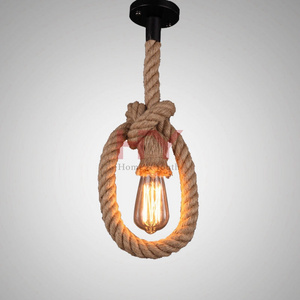 E27 Industrial Pendant Lamp Single Head Retro Vintage Edison Rope Ceiling Light E27 Industrial Pendant Lamp