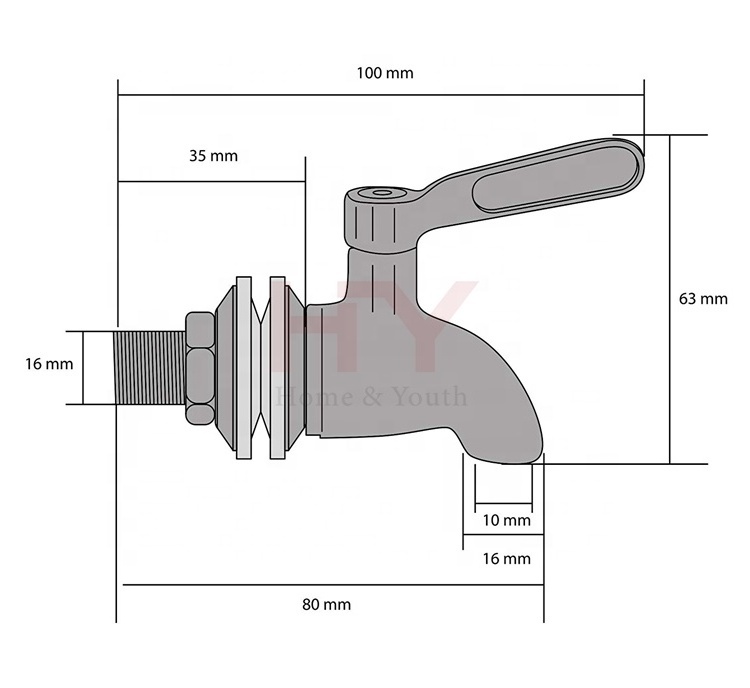 Solid Stainless Steel Beverage Dispenser Replacement Spigot (Polished Finish)