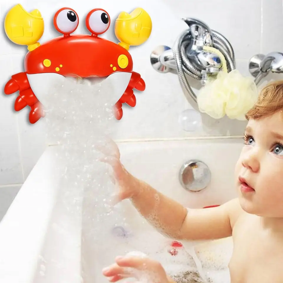 Eco-friendly crab bubble maker bath toy electric blow bubble machine bathtub shower toy for toddlers 2024 new arrival with music