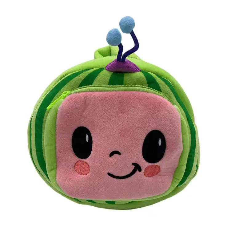 20cm Amazon hot selling coco melon backpack stuffed animal backpack  plush backpack for kid