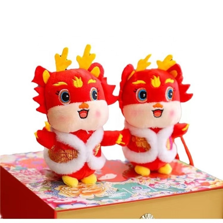 wholesale 2024 Newyear dragon plush dolls china town NewYear Decor soft Stuffed Red Lucky Dinosaur newyear gifts plush toys