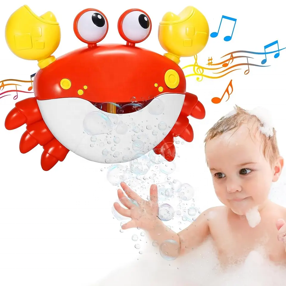 Eco-friendly crab bubble maker bath toy electric blow bubble machine bathtub shower toy for toddlers 2024 new arrival with music