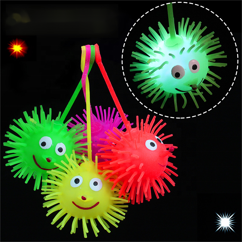 New Tpr Flashing Puffer Ball Light up YoYo Noodle Toy LED Ball for Kids Toy Soft Toy Bouncy Ball