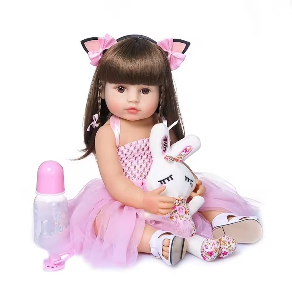 48cm 55 CM Lovely Reborn Baby Dolls Whole Body Silicone Lifelike Simulation Girl Reborn Doll Toys