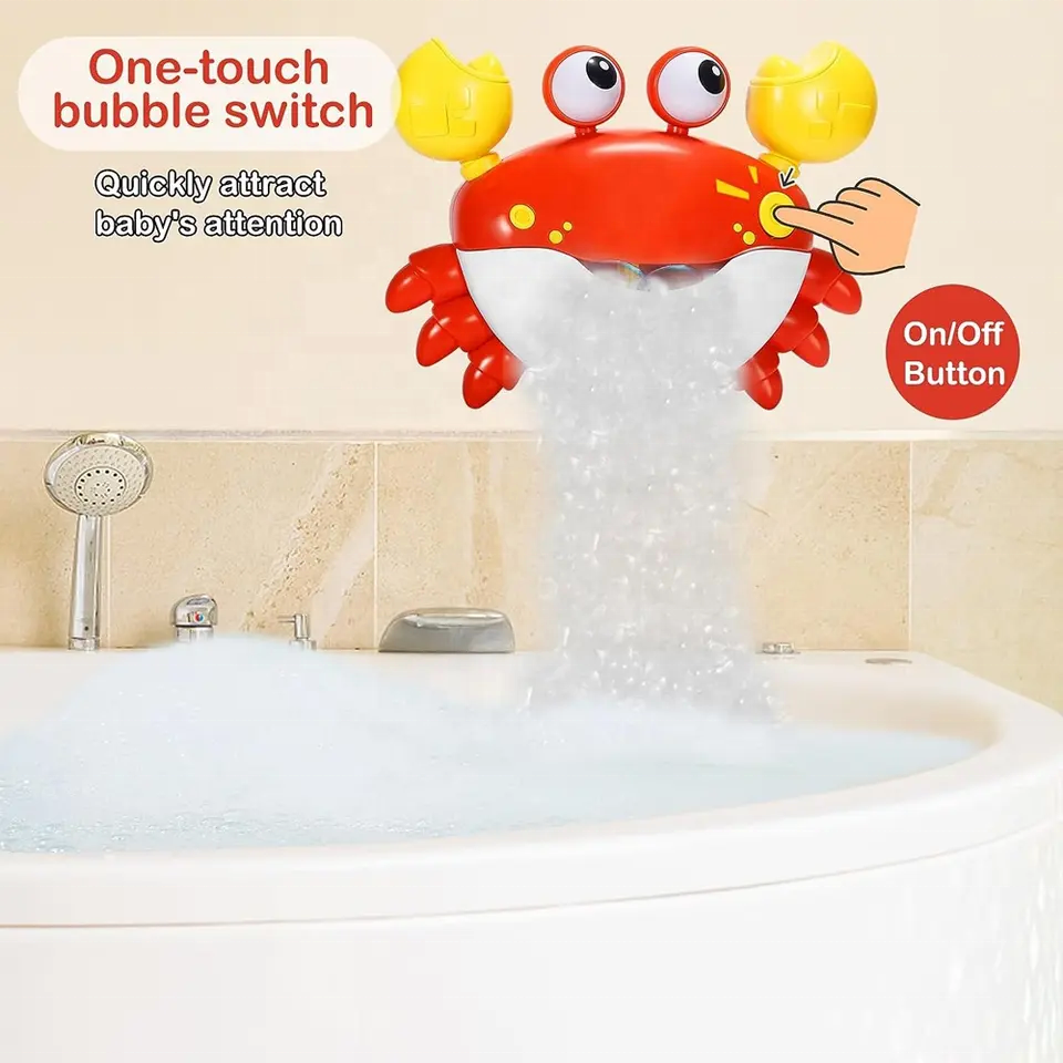 Eco-friendly crab bubble maker bath toy electric blow bubble machine bathtub shower toy for toddlers 2024 new arrival with music