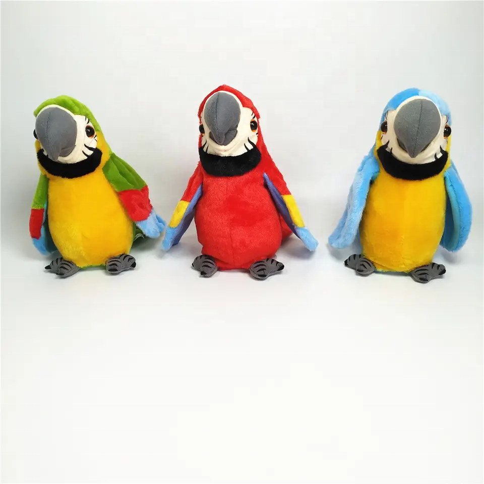 Hot Sell Speaking Voice Recorder Children Educational Electronic Simulation Animals Plush Soft Parrot Repeat Talking Toy