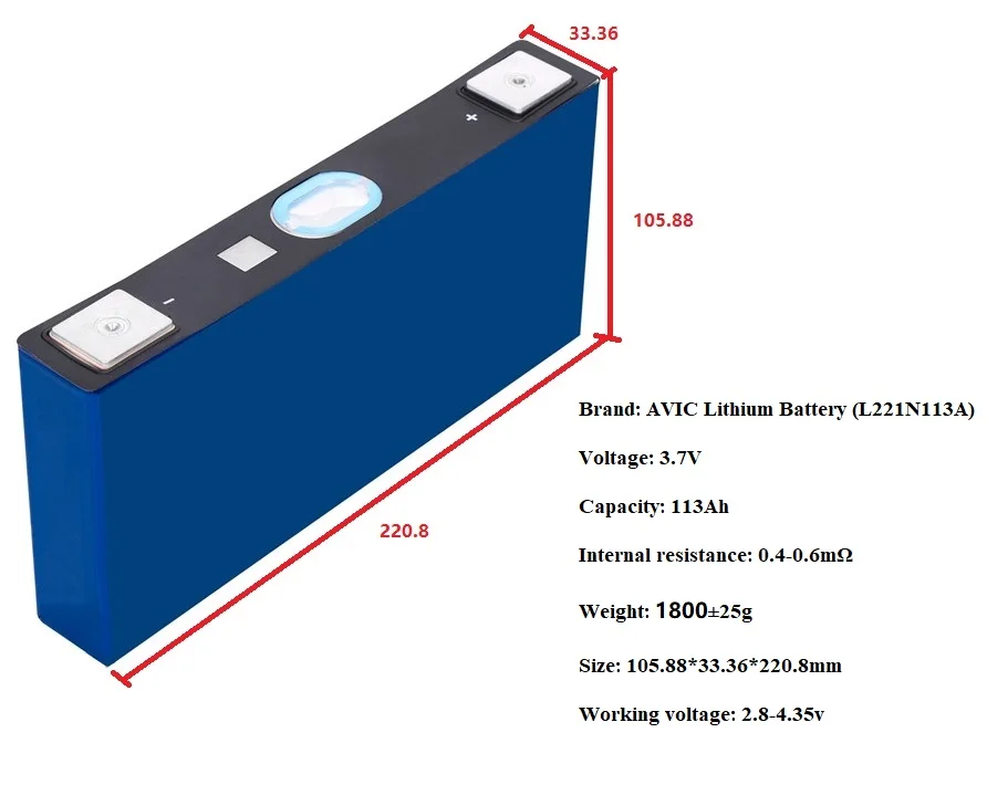 Electric vehicle golf cart solar CALB NCM NMC 3.7V 113Ah prismatic lithium-ion rechargeable battery