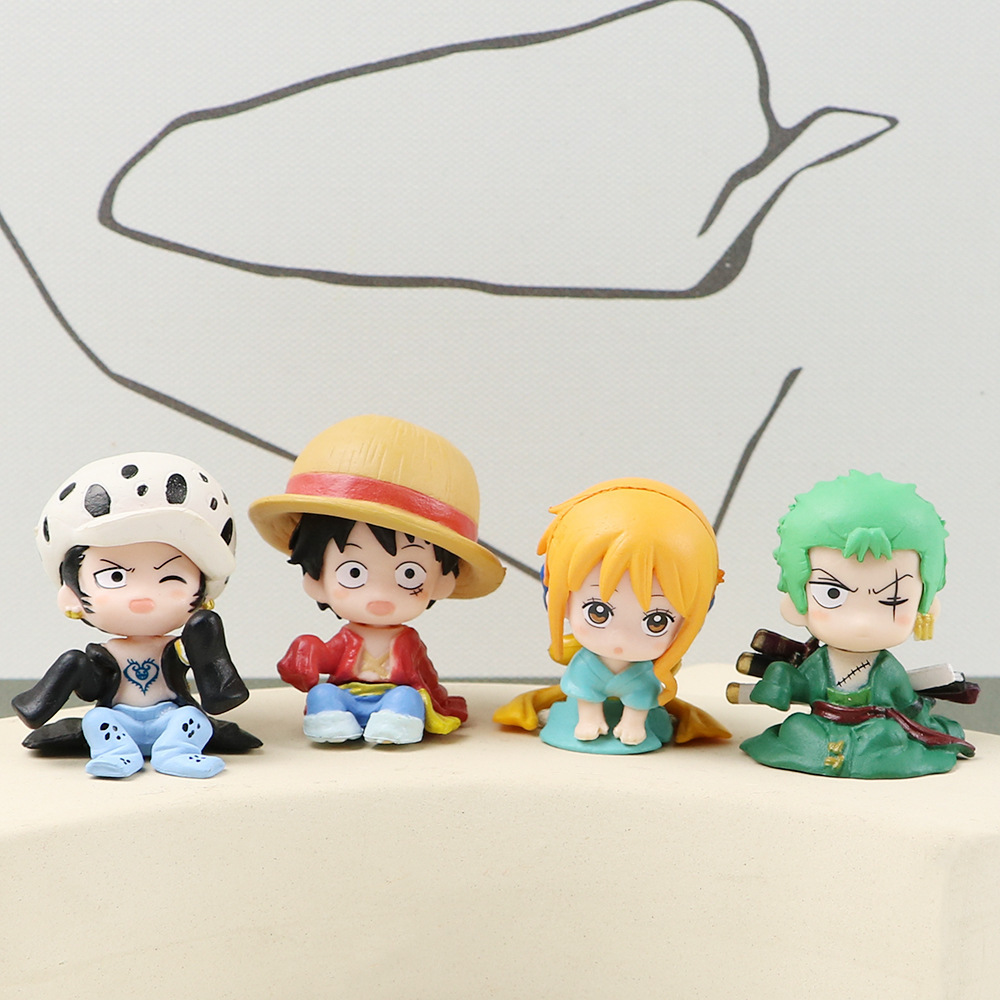 Fashion Action Figure Toy Collection 3D Cartoon Anime Cute One Piece Luffy Car Decoration Garage Kit Model Deformed Gift Figure