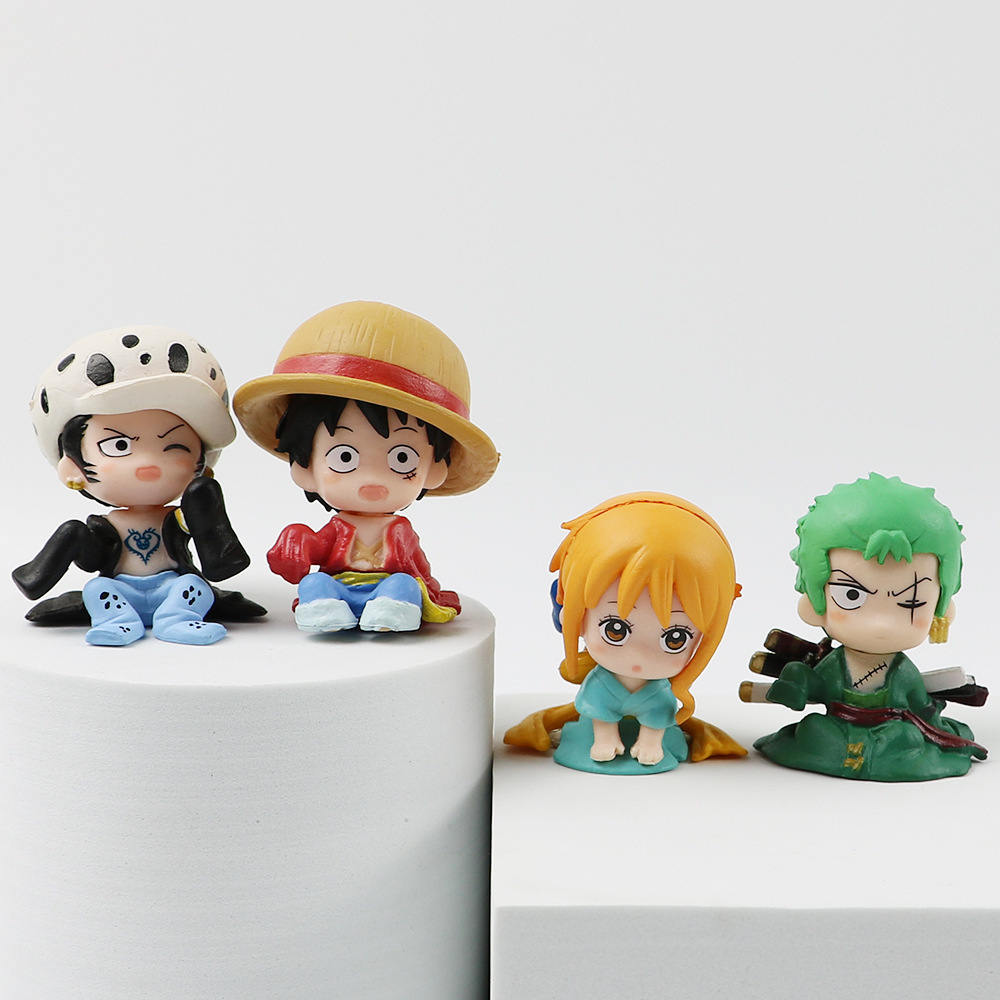 Fashion Action Figure Toy Collection 3D Cartoon Anime Cute One Piece Luffy Car Decoration Garage Kit Model Deformed Gift Figure