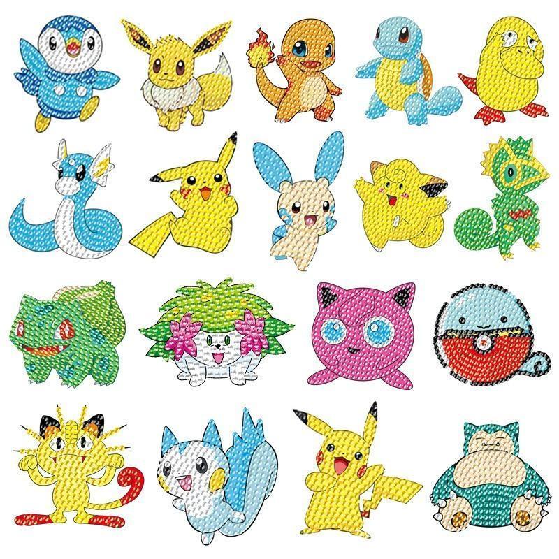 5D DIY Diamond Stickers Cartoon Anime Poke Mon Pikachu Eevee Charmander Handmade Crystal Paste Painting Kids' Toy Stickers Gift