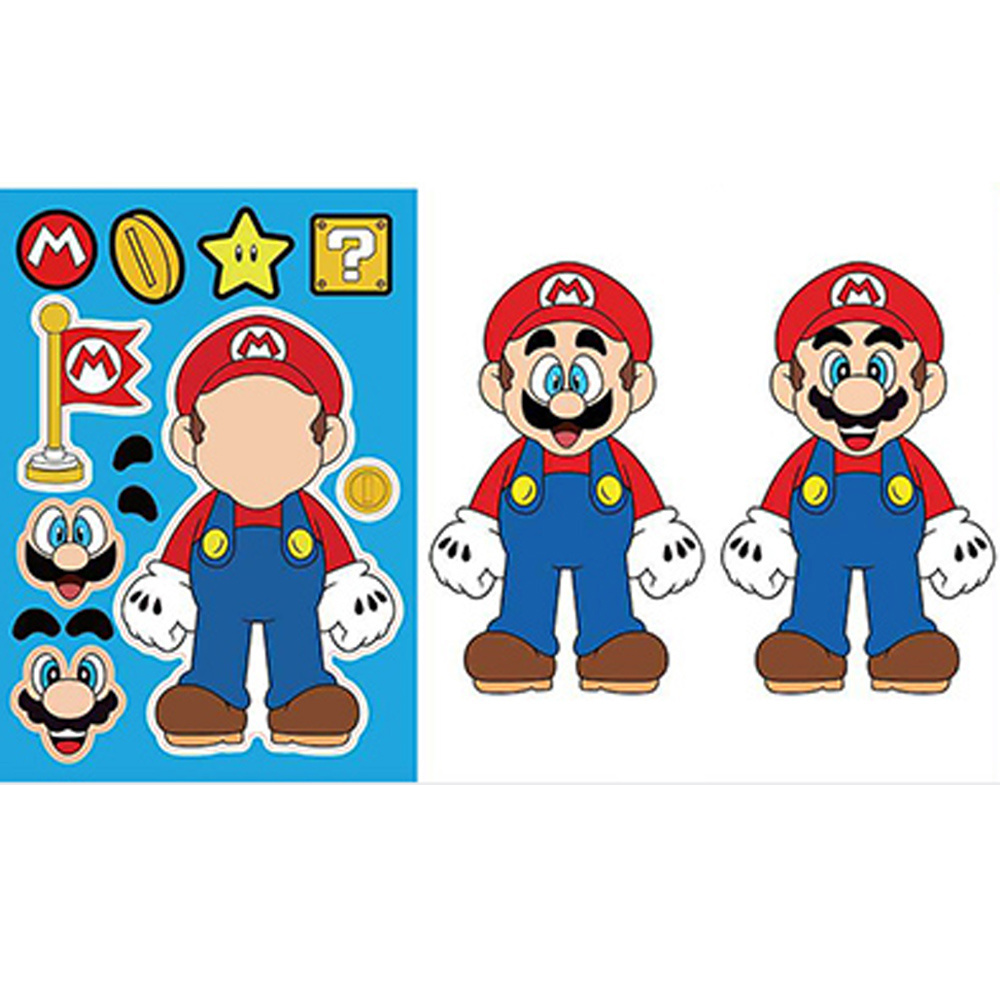 Creative Gifts Cartoon Anime Cool Mario Luigi Peach Princess Stickers Make-a-Face Puzzle Toys Decoration Wall Cups DIY Stickers