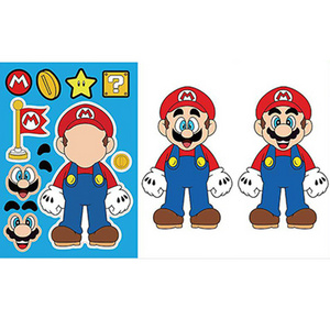 Creative Gifts Cartoon Anime Cool Mario Luigi Peach Princess Stickers Make-a-Face Puzzle Toys Decoration Wall Cups DIY Stickers