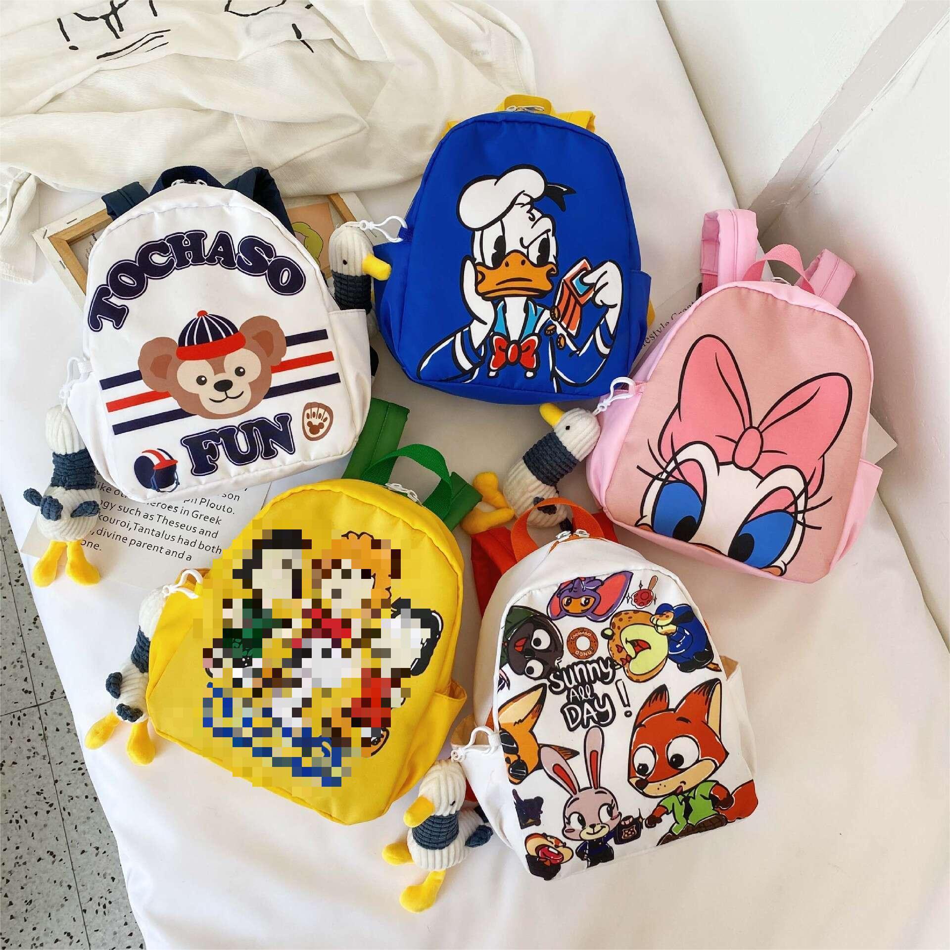 Custom Cartoon Backpacks Lovely Daisy Melody Duffy Doraemon Donald Mickey Doll Schoolbag Waterproof Nylon Shoulders Bag For Kids