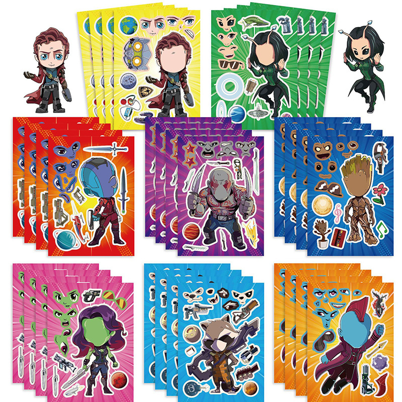 Developmental Toys Cartoon Anime Cool Marvel Galaxy Design DIY Stickers Jigsaw Puzzle Decorate Dress Up Decals Game For Children