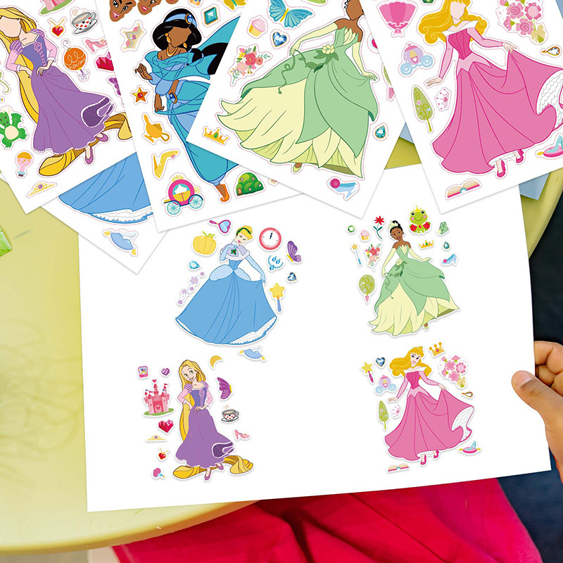 High Quality Cartoon Cute Princess Snow White Bell Cinderella Ariel DIY Decals Decoration Jigsaw Puzzle Toys Dress Up Stickers