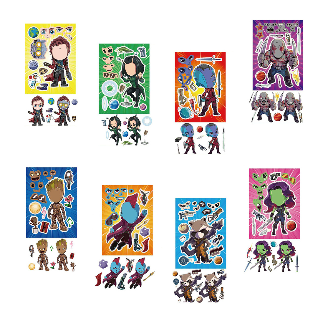 Developmental Toys Cartoon Anime Cool Marvel Galaxy Design DIY Stickers Jigsaw Puzzle Decorate Dress Up Decals Game For Children