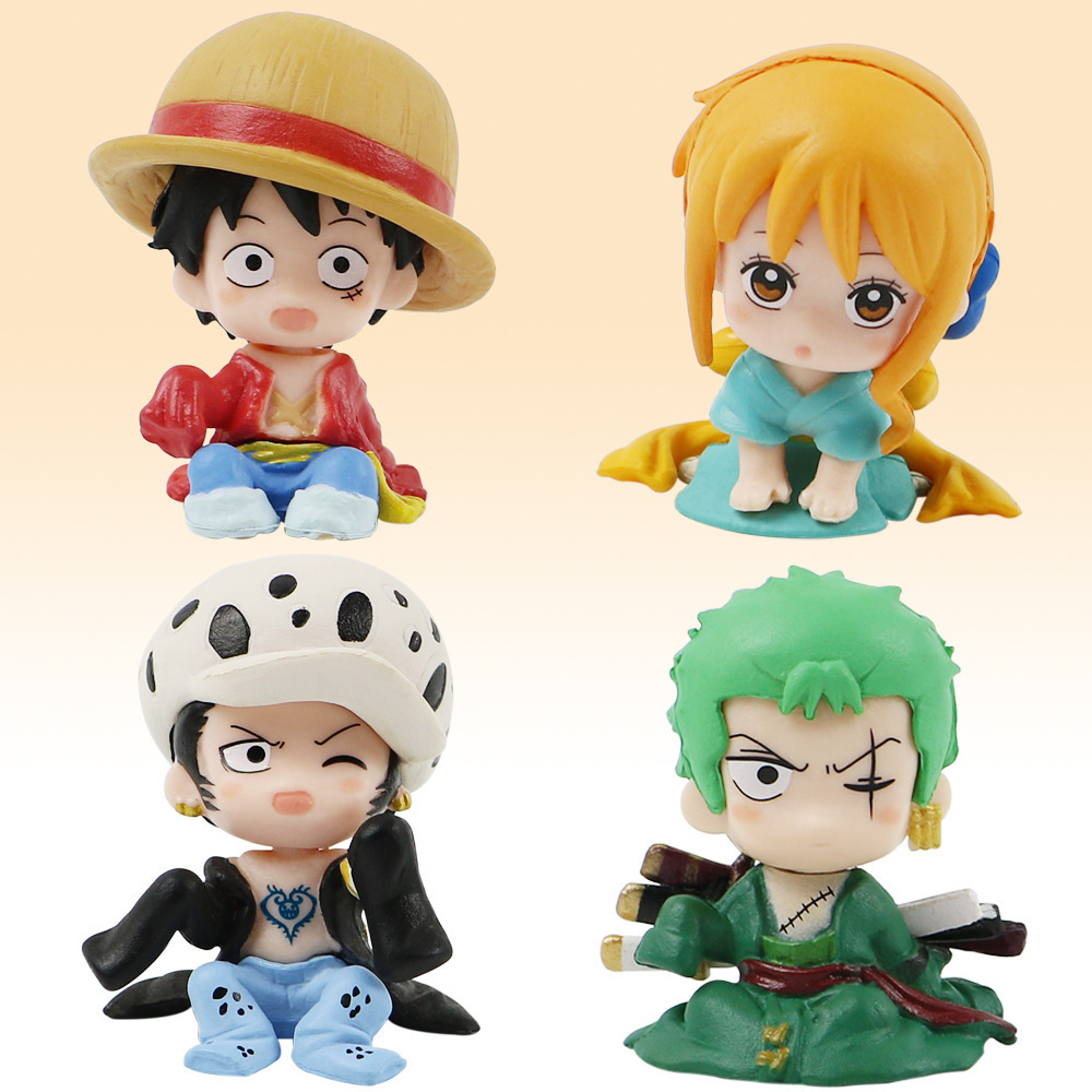 Fashion Action Figure Toy Collection 3D Cartoon Anime Cute One Piece Luffy Car Decoration Garage Kit Model Deformed Gift Figure