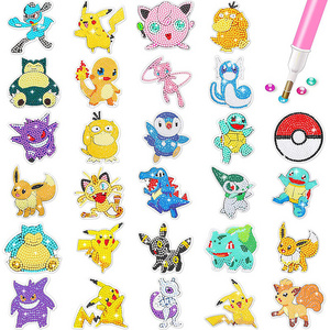 5D DIY Diamond Stickers Cartoon Anime Poke Mon Pikachu Eevee Charmander Handmade Crystal Paste Painting Kids' Toy Stickers Gift