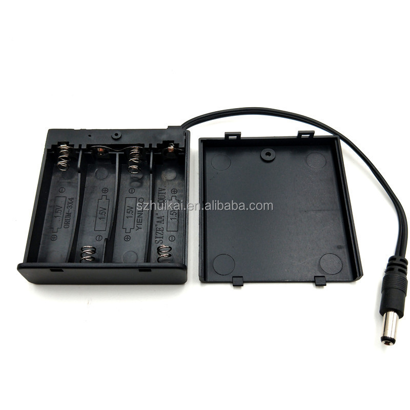 6V battery case Holder for AA Plastic Waterproof Battery Box Case 4 AA Battery Holder with DC plug