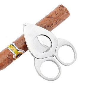 Cigar Accessories Custom Logo Stainless Steel Manual Metal Blank Scissors V Cut Cigar Cutter