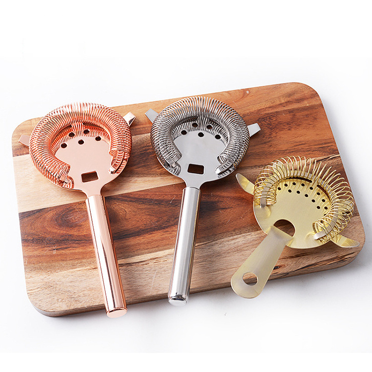 Bartender Tool Stainless Steel 5 Prong Gold Copper Mesh Tea Ice Hawthorn Cocktail Bar Strainer